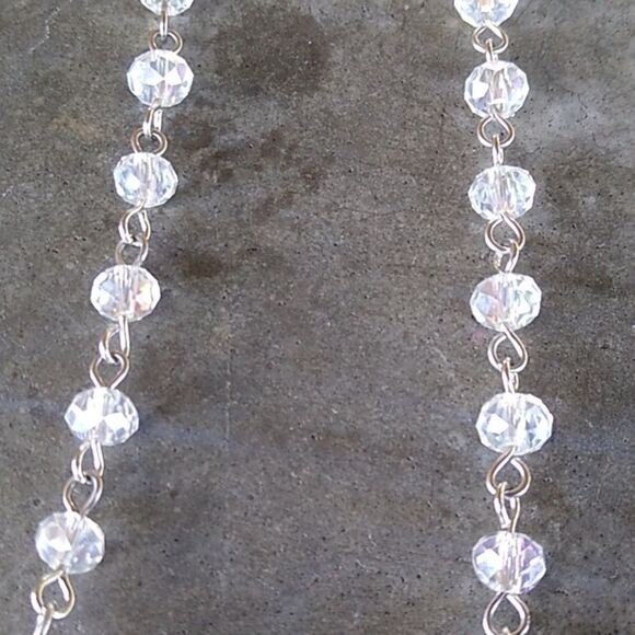 Beaded Handmade multi size & shape beads Silver tone Metal/clear beads necklace - Picture 3 of 7